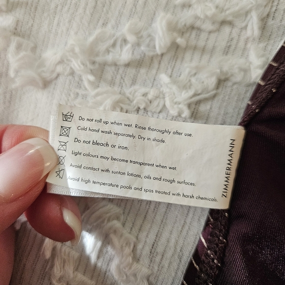 Zimmermann Maroon And Gold Pin Striped Bikini Top Size 1 (US 4-6) - Picture 7 of 8